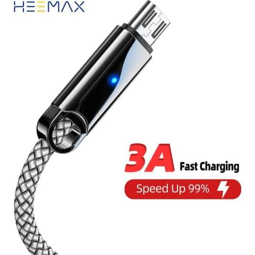HEEMAX Micro USB 3A Fast Charging Mobile Phone Cables Nylon Cable Charging Wire Cord For Xiaomi OPPO Redmi 5 Plus 7A 7 6 6A S2