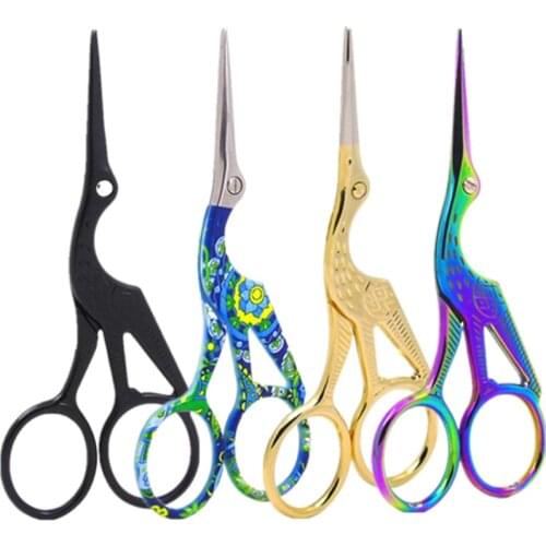 3.7/4.5inch Stainless Steel Classic Scissors Crane Vintage Scissors Cross-Stitch Scissor Sewing Accessories Home Tailor Scissors