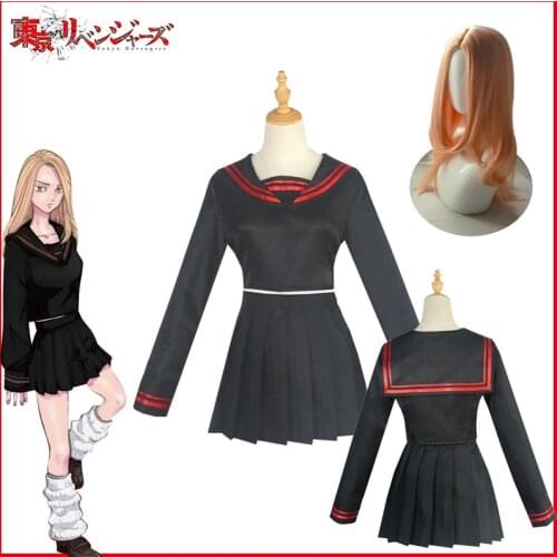 Anime Tokyo Revengers Shiba Yuzuha Sailor School Uniform Girls Skirt Suit Cosplay Costume Women Dress Black