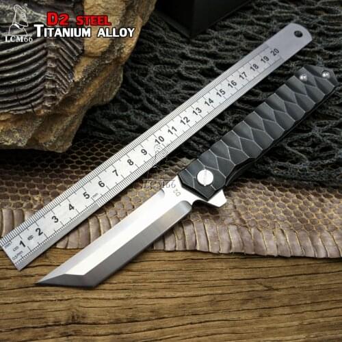 LCM66 Titanium Ball Bearing Folding Blade Knife,D2 Steel Hunting Tactical Folding Knife,Outdoor Pocket Knives,Camping Knives