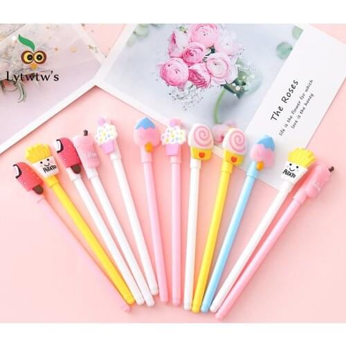 Lytwtws cute kawaii Gel Pen Creative Lovely School Office Stationery creative sweet funny French fries cake juice ice cream