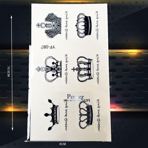 Cute Crown Waterproof Fake black Tattoo Stickers Child Body Art Arm Tatoo Paste, Women Flash Temporary Tattoo Legs Neck