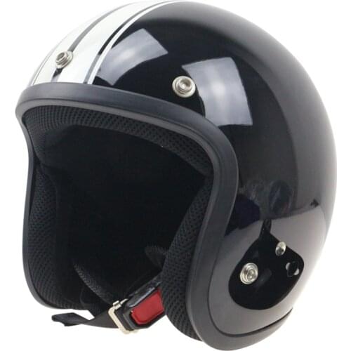 Black with strips Cafe Racer style motorcycle helmet retro bike helmet ABS shell 5 size available