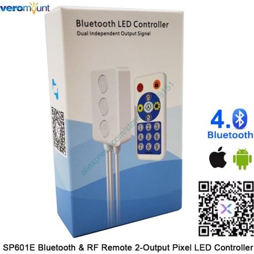 SceneX SP601E Dual Signal Output Pixel LED Controller Bluetooth APP / RF Remote Control DC5V-24V for WS2812 Pixel Strip Light