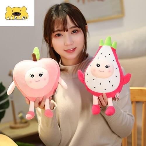 Peach Plush Pitaya Dragon Fruit Plush Kawaii Pillow Girl Peach Bag Food Birthday Gift Appease Sleeping Pillow Soft Stuffed Toy