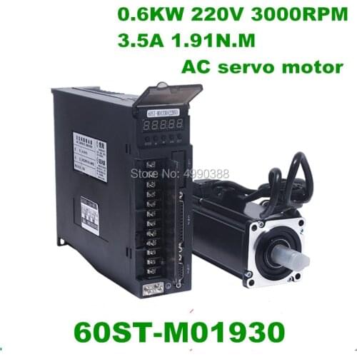 Servo motor sets 60ST-M01930 600W AC SERVO MOTOR 0.6KW 3.5A 1.91N.M 3000RPM Matched SERVO DRIVE
