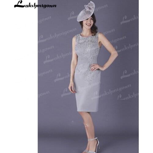 Chiffon And Lace Sleeveless Knee-Length Mother Of The Bride Dress Guest Evening Party Dress Vestido de Festa