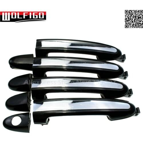 WOLFIGO Front Rear Left Right Outside Door Handles Chrome & Black for Hyundai Santa Fe 2007-2012 82651-2B000,82661-2B000 New