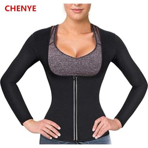 Women Sauna Body Shaper Sweat Suit Sleeve Spa Shirt Hot Neoprene Slimming Workout Vest Weight Loss Waist Trainer Corset Slim Top
