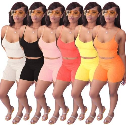 Womail Tracksuit Two Piece Set women Crop Top And Shorts Sporting Suit Feminine Set Solid Sleeveless Spaghetti Strap 2 Piece Set