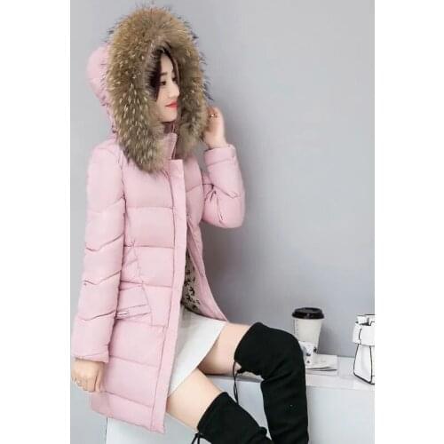 2021 Winter Women Cotton Coat Mid-Length Down Cotton Parkas Thicken Loose Oversize Female Outerwear Big Fur Collar Female Coat