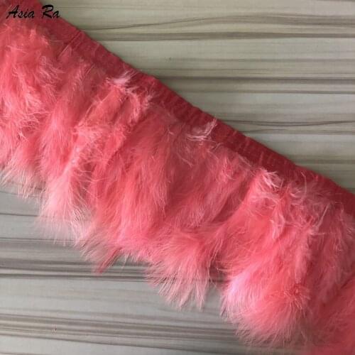 10Meters/Lot Dyed Water Melon Coral Turkey Feather Trim 6-8 Inch Height Natural Pheasant Marabou Feathers Fringes Jewelry Making