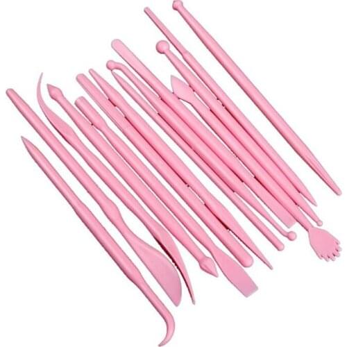 14pcs/Set Sculpture Sugar Modeling Cutter Smoother Polymer Clay Mold Fondant Flower Gum Paste Decorating Pen Tool Kit