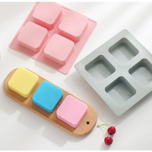 4-Grid Silicon Mould Handmade Soap Ice Cube Mold Kitchen For Baking Biscuit&Fondant&Chocolate Mould Cake Decorating Tools