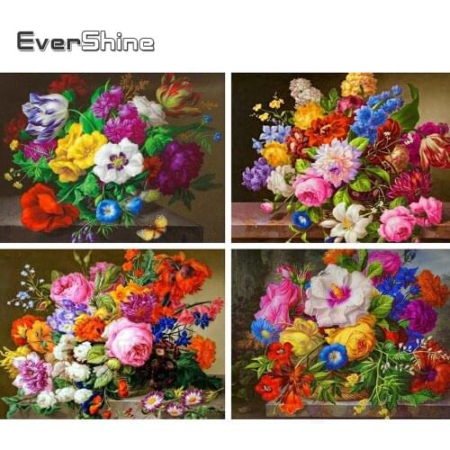 Evershine 5D Diamond Painting Full Square Flowers Diamond Embroidery Floral Cross Stitch Full Set Diamond Mosaic Wall Sticker