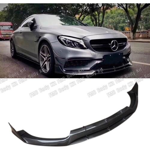 REAL CARBON FIBER Front Lip Spoiler Bumper Cover FOR Mercedes-Benz C Class W205 C63 C43 AMG Coupe C180 C200 C260 C300 2015-2018
