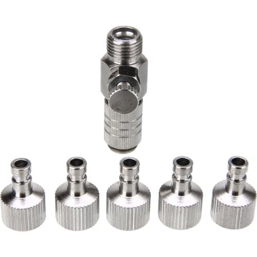 Airbrush Quick Release Coupling Disconnect Adapter 1/8 inch Plug Fitting HS941 + 4pcs Male and Female Fitting for Air Compressor