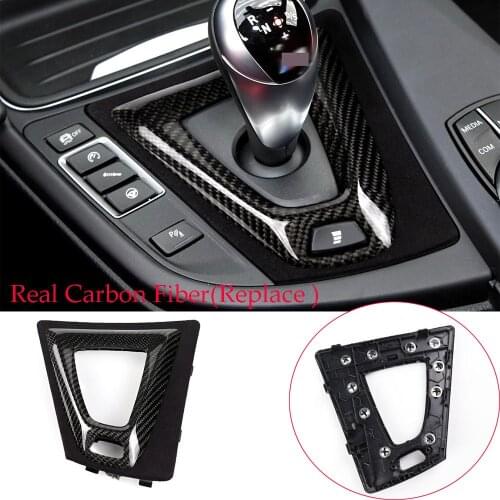 Real Carbon Fiber Replace Console Gear Shift Cover For BMW M3 M4 F80 F82 2014-2018