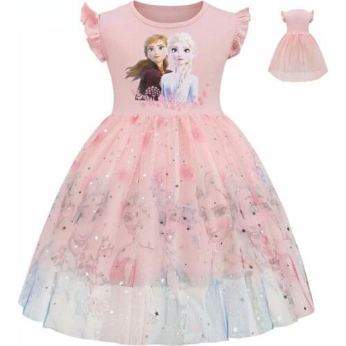 Baby Girls Clothes Summer Dress Flying Sleeve Newborn Infant Dresses Cartoon Frozen Elsa Tutu Dress Toddler Dress for Baby Girls