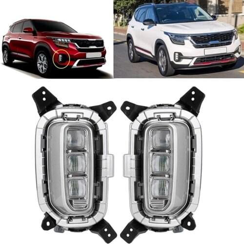 2Pcs Car Daytime Running Lamp Daylight Driving Fog Lights LED Vehicle Modification for Kia KX3 Seltos 2020