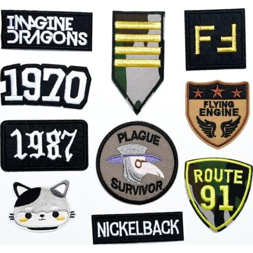 Denim Jacket Iron on Patch Camouflage Army Shoulder Emblem Morale Cap Badges Survivor Letters Patches Years Embroidery Appliques