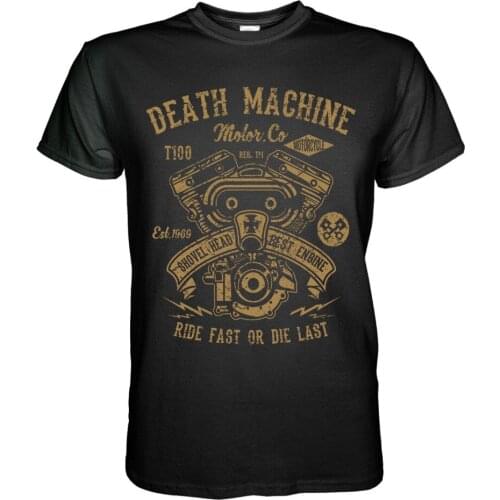 Shovel Head Death Machine T-Shirt - Biker Custom Chopper Ride Fast Summer 2019 100% Cotton Normal Custom Design Shirts