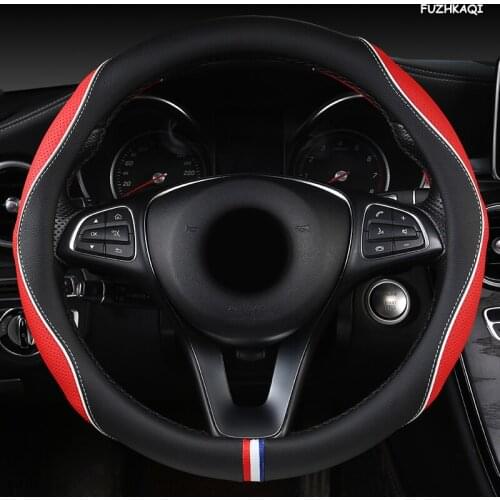 FUZHKAQI Leather Car Steering Wheel Cover For Fiat 500 500X Ducato Grande Punto Tipo Panda Freemont Bravo Stilo