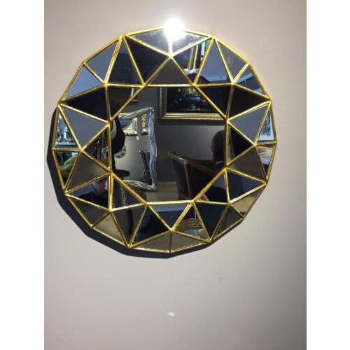 Geometric Decorative Mirror Gold Colour Round Shape Accessories Wall Decor Home Office Circle Stylish Design Decorative