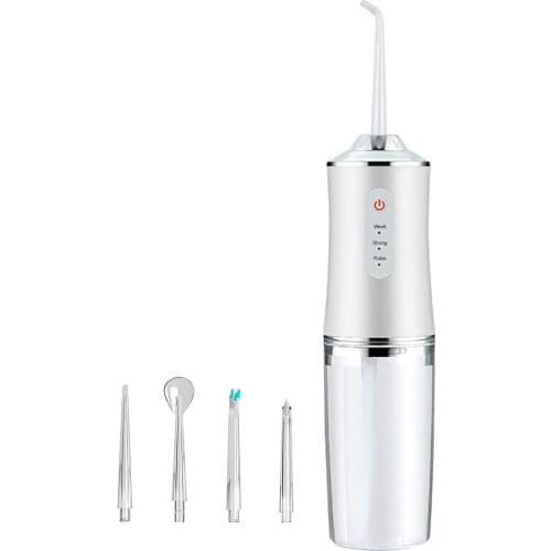 Oral Irrigator Usb Rechargeable Water Bleaching Portable Water Jet Floss Teeth Cleaner Big Water Tank With 4 Nozzle