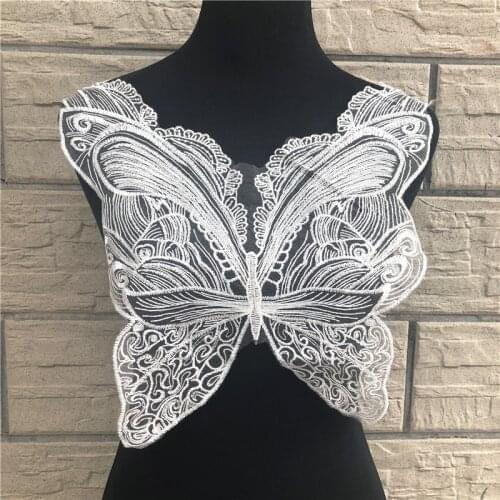 White Butterfly Lace Collar Embroidered Neckline Trim Applique Embellishments Vintage Trims Wedding Dress Accessories
