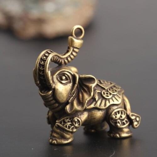 Cute Elephant Brass Ornament Retro Animal Elephant Key Chain Pendant Pendant Creative Ornament Small Gift