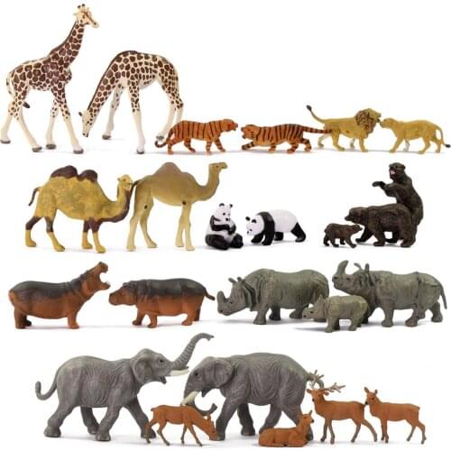 Model Train 1:87 Well Painted PVC HO Scale Wild Animals Elephant Camel Giraffe Hippo Rhino Deer Moose Tiger Lion Panda Bear
