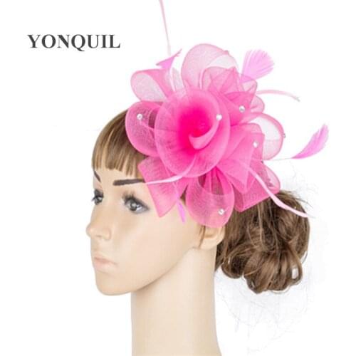 Fashion Color Crinoline Fascinator Headwear Feather Colorful Mesh Party Show Hair Accessories Nice Millinery Cocktail Hat MYQ042