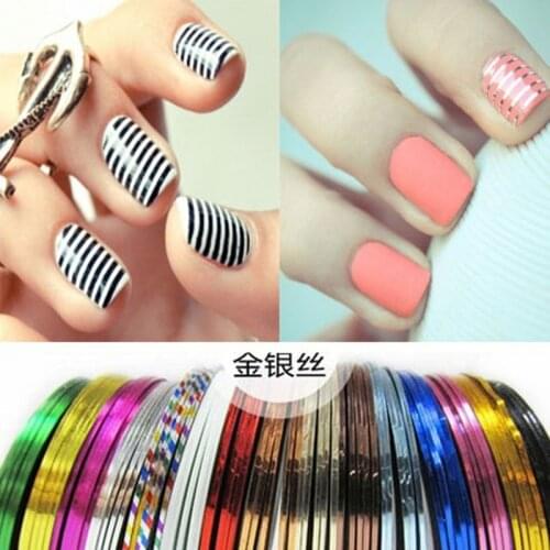 Professional 30PCS/SET Mix Color Rolls Striping Tape Line Decals Foil Tips Nail Art Sticker Tool