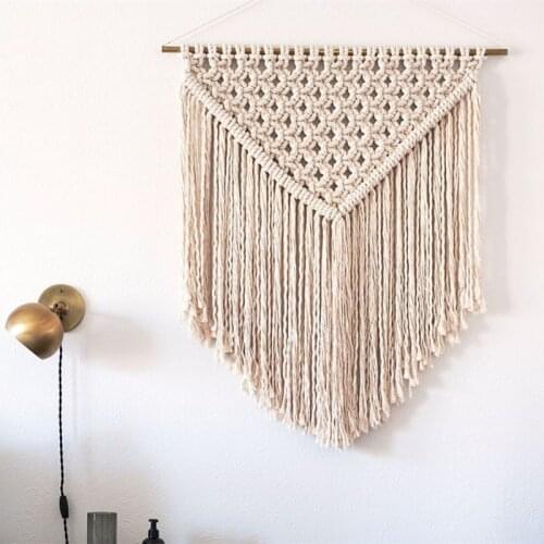 Knotted Macrame Wall Art Handmade Cotton Wall Hanging Tapestry Fabrics Bohemian