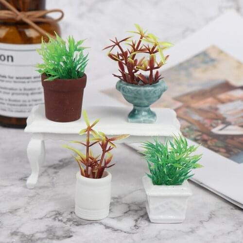 New Hot！1:12 Dollhouse Miniature Ceramics Flower Pot Plant Bonsai Doll Home Garden Decor