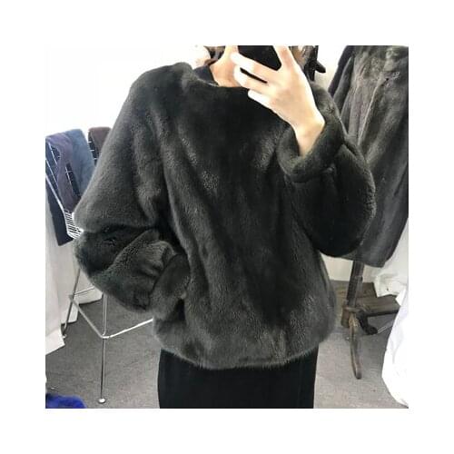 New original pullover winter mink whole mink fur coat short ladies