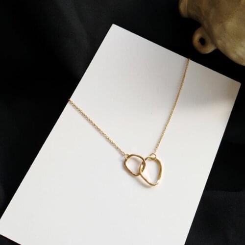 New Elegant Double Rings Necklaces For Women O Chains Trendy Fashion Jewelry For Women Sweater Fleece Chain Gifts