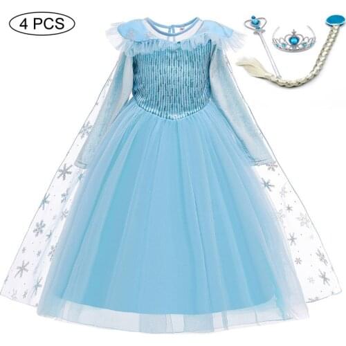 Baby Girl Dress Girls Long Sleeve Sequin Lace Princess Dress Cosplay Children Costume Kids Dresses for Girls Birthday Party