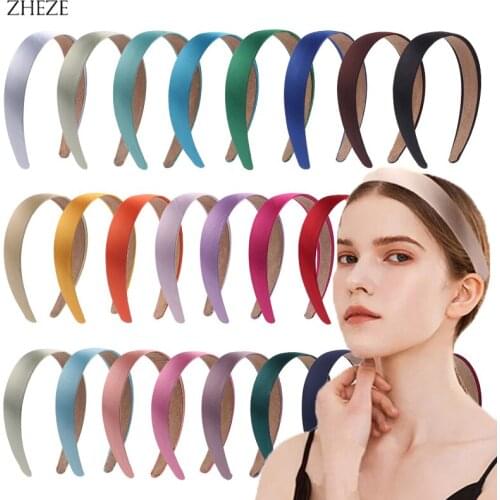 18Pcs/Lot Mixed Colors Wholesale 2021 NEW 3CM Satin Hairband Girls Bow Hoop Headwear Hot DIY Ribbon Headband Mujer