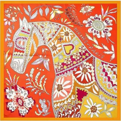 Luxury Brand New Fashion Women Twill Silk Scarf 130*130cm Big Print Square Shawl Large Wrap Neckerchief Ladies Stoles Scarves