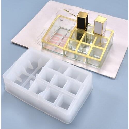 Crystal Epoxy Resin Mold Lipstick Holder Storage Box Casting Silicone Mould DIY Crafts Jewelry Making Tools
