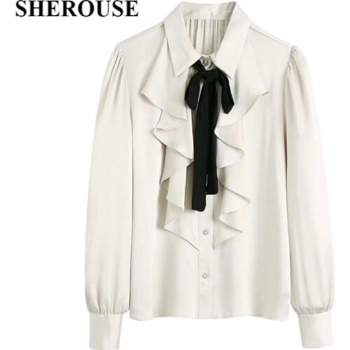 Женские атласные рубашки Sherouse China At AliExpress