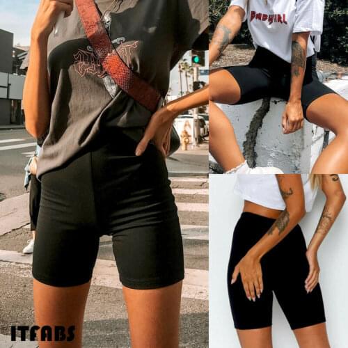 Hot Womens Basic Plain Stretch Workout Short Under Skirt High Waist Activ Trousers Women Summer Slim Shorts Womens
