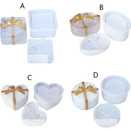 Silicone Resin Mold Jewelry Storage Box Mold Hexagon Round Square Small Box Epoxy Resin Mold Trinket Box DIY Art Craft