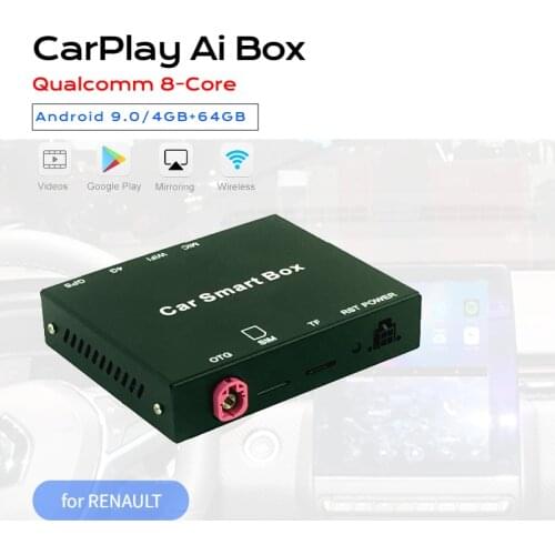 Exploter Ai Smart Box for Clio Koleos Megane Kaptur Adding Android 9.0 OS Wireless CarPlay Qualcomm 8-Core 4GB+64GB Mifi Dual BT
