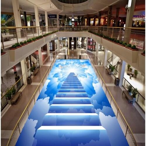 Modern sticker 3D floor The sky dove ladder to draw 3 d floor PVC Wall paper self-adhesive Floor mural
