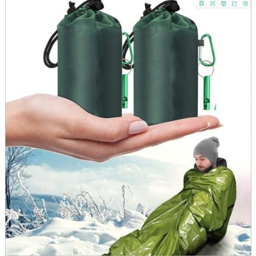 Outdoor Bivy Emergency Sleeping Bag Camping Survival Thermal Blanket Mylar Waterproof Emergency Gear Compact Windproof Durable
