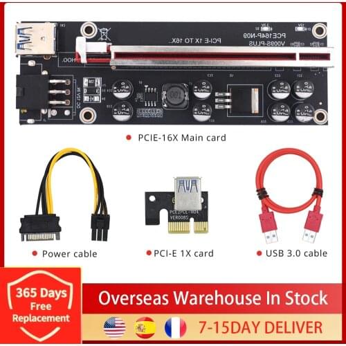 VER009S Plus PCI-E Riser Card PCI Express 1X to 16X USB 3.0 Cable SATA to 6Pin Connector for Graphics Video Card dropshipping