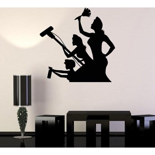 Funny Housewife Cleaning Service Vinyl Wall Decal Home Decor Living Room Art Mural Wall Stickers Removable